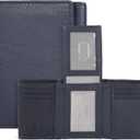 ESTALON Leather Trifold Wallet For Men with RFID Blocking - Men's Trifold Wallet with 9 Credit Card Slots 2 ID Window - Gifts For Men, Him (Navy)