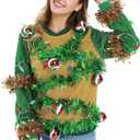 LED Ugly Christmas Sweater for Men, Unisex Women Xmas Pullover with Light for Party Festive Large Sparkle & Glow