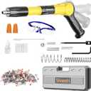 Manual Concrete Nail Gun, Mini Steel Nail Gun Kit with 100pcs Nails, 5 Speed Adjustable Grip Portable Nail Wall Shooting Machine Fastening Tool (Yellow)