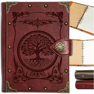 DUROTAN Tree of Life Journals Notebook Gift Set-Unique A5 Binder 400 Page Vintage Leather Suitable for Women & Men writing,Poets,Travelers,as a Diary Dnd Gift