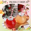 Yaomiao 48 Pcs 10 oz Mini Plastic Fish Bowl Ornament Cups for Drinks Clear Spherical Potion Bottles with Lids and Straws Bulb Cups for Christmas Carnival Candy Party Decorations (Red), 3.35 X 3.58 Inches