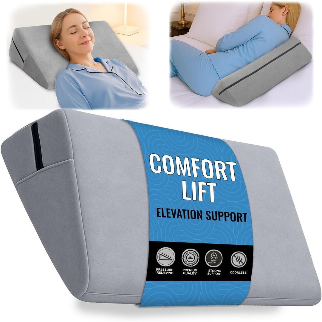 sokoro Bed Wedge Pillow for Sleep Apnea, GERD Acid Reflux Snoring Relief, Pregnancy Side Sleeper Pillow for Adults Seniors Neck Pain Back Sleeping, Leg Elevation Pillows for After Surgery Gifts, Grey (Gray)