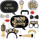 Big Dot of Happiness Disco Ball 2026 New Year Photo Booth Props, NYE Party Photo Props Kit, 2026 New Years Glasses, New Year's Eve Party Supplies, 20 Count