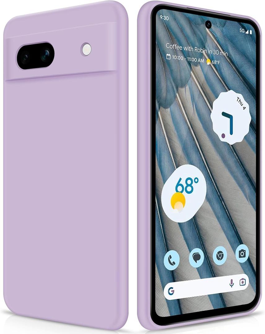 GiiYoon Silicone Case Compatible with Google Pixel 7A, Full Body Silky Soft Touch Phone Case with Camera Protection, Shockproof Cover with Microfiber Lining, Purple