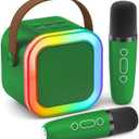 Mini Karaoke Machine for Kids Adults, Portable Bluetooth Speaker with 2 Wireless Karaoke Microphones Player, 2025 TOP Birthday for Girls 3,4,5,6,7,8+Year Old Toddler Toys(Dark Green)
