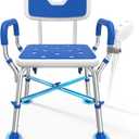 Loyoda FSA/HSA Eligible Shower Chair for Inside Shower with Reinforced Crossing Bar, Heavy Duty Shower Seat 500lbs with Padded Arms and Back, Height Adjustable Shower Chair for Elderly and Disabled