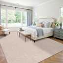 U'Artlines 9x12ft Washable Area Rug for Living Room, Neutral Beige Modern High-Low Pile Rug for Bedroom, Non Slip Soft Cozy Fluffy Large Floor Carpet for Dining Area, Kids Nursery Room
