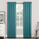 Sun Zero Easton Energy Saving Blackout Rod Pocket Curtain Panel, 40" x 95", Marine