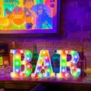 BAR - Illuminated Marquee Bar Sign for home decor - Light up LED Marquee Word Sign - Pre-Lit Pub Light Battery Operated, Valentines Day Gifts for Him (Colorful)
