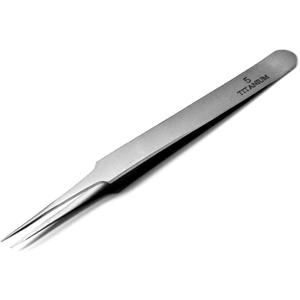 Titanium Tweezers Ultra Fine Tip #5 Non Magnetic Precision Tweezer 4-3/4" Long