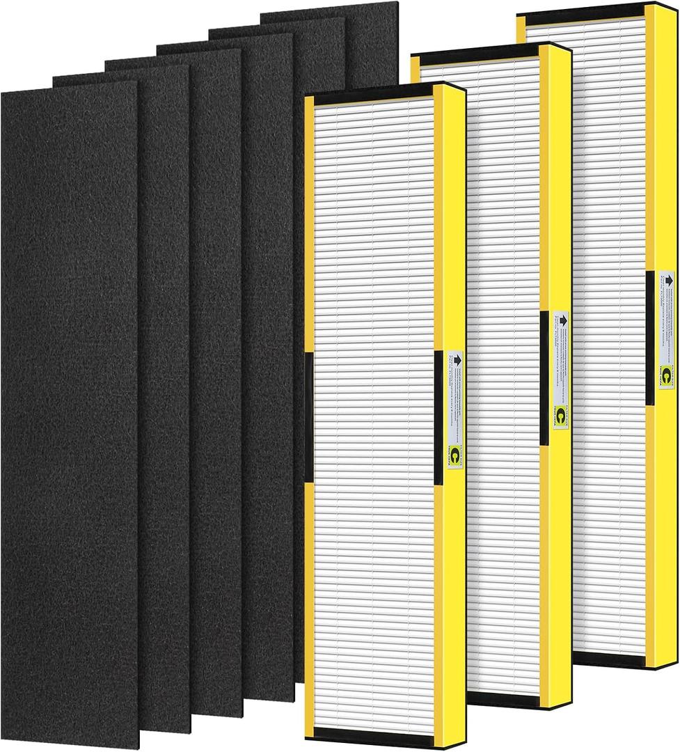 FLT5000 Filter-C True HEPA Replacement Filter for G-Guardian Air Purifier | Compatible with AC5000 AC5000E AC5250PT, AC5300B, AC5350B, AC5350W, CDAP5500, 3 HEPA Filter C + 6 Pre-Filters