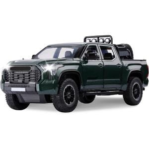 SASBSC Truck Toys for 3 4 5 6 7 Year Old Boys Off-Road Pickup Toy Trucks for Boys Age 3-5 Diecast Metal Trucks with Light and Sound Pull Back Toy Cars Birthday Gift for Kids Green