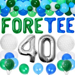 JeVenis Golf 40th Birthday Decorations Men 40th Birthday Decorations Foretee-Tee Birthday Banner 40th Golf Theme Birthday Party Decoration