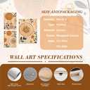 3Pcs Framed Boho Floral Wall Art Orange and Beige Abstract Botanical Wall Decor Pictures Modern Sunburst Flower Canvas Posters for Living Room Bedroom Office Home Decoration 16x24in