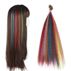 SARLA Syntheic Feather Hair Extensions 100 Pcs Colored Hair Piece for Women 10 Mixed Colors 16 Inch
