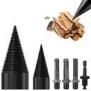 6 Pcs Wood Splitter Drill Bits Set, 42mm+32mm Firewood Log Splitter Cone Bit, Heavy Duty Electric Drill Screw Driver Removable, Kindling Detachable Design Wood Splitting Wedge Tool