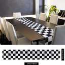 Breling 2 Pack Checkered Table Runner Black and White Tablecloths Racing Flag Polyester Tea Party Table Cloths Car Theme Flag Party Picnic Supplies(12.6 x 108 Inch,Checkered)
