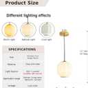 Vintage Milk Glass Pendant Lights Kitchen, Brass Color Glass Ceiling Light Fixture, Retro Industrial Pendant Lighting for Dining Room, Kitchen, Bedroom, Entryway, Hallway (White and Gold, 7in)