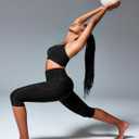 Heathyoga Capri Leggings with Pockets for Women Tummy Control Knee Length Leggings Yoga Pants Women Capri Pants Workout (Black, XL)