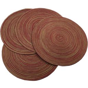 WAZAIGUR Red-APlacemats,Round Placemats for Dining Table Set of 4 Woven Heat Resistant Non-Slip Kitchen Table Mats Diameter 14 Inch(Wine)