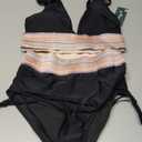 Blooming Jelly Women High Waisted Bikini Sets Tummy Control Swimsuits Color Block Two Piece Drawstring Bathing Suit (Medium, Black)