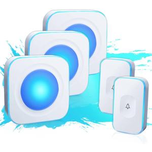 Wireless Doorbells for Home Hearing Impaired Doorbell 2 Buttons & 3 Receivers Flashing Light Wireless Doorbell for Office Classroom Bedroom 1200Ft 36 Ringtones 4 Volume JSIEEM(White)