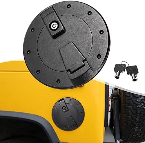 Heavy Duty Barrel Lock Aluminum Exterior Accessories Locking Fuel Filler Door Gas Cap Tank Cover for Hummer H2 2003-2009 Black