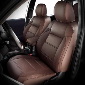 DrCarNow for Toyota Tacoma Seat Covers 2016-2023, Fit for Tacoma 3rd Gen Leather Pickup Seat Cover Crew Cab/Double Cab 2016 2017 2018 2019 2020 2021 2022 2023 Waterproof Full Set Accessories Brown