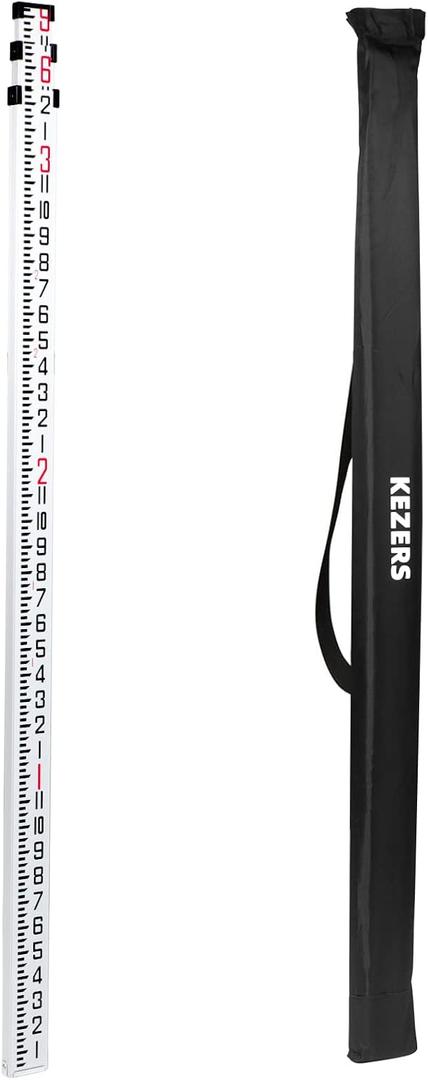KEZERS 9 FT Dual Sided Aluminum Grade Rod - 8ths, 3 Section Telescopic Rod with Carrying Case