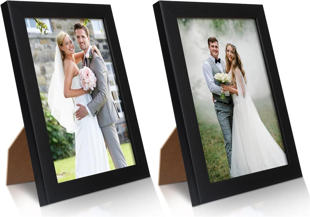 PECULA 2 Pack 4x6 Black Picture Frame for Wall and Tabletop Display, Photo Picture Frame with Clear Display