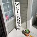 Vertical Wood Welcome Sign for Front Porch Vertical Decorative Sign Front Door Outdoor Indoor Welcome Sign 47.2x7.8 Inch Large Farmhouse Style(White)