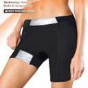 Women's High Waist Sauna Shorts, Dual-Zone Sweat Tech, Tummy Control Workout Short, Breathable Compression Gym Pants (Black, L)