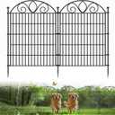 10-Panel No-Dig Tall Garden Fence  34H x 22L Rustproof Metal Dog Fence, Decorative Yard & Garden Animal Barrier, Easy Install Outdoor Pet & Flower Bed Border, Temporary Fence