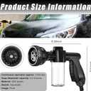 Wevdn Car Wash Nozzle, High Pressure 8 Adjustable Patterns Sprayer with Soap Dispenser, Universal Garden Hose Foam Nozzle for Car Washing and House Cleaning, Car Accessories (Black)