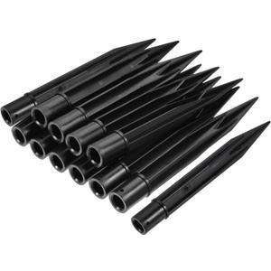 MECCANIXITY Solar Light Spikes, 0.39 x 0.67 x 5.91 Inch Ground Stakes for Garden Pathway Landscape Lamps, ABS Plastic Black, Pack of 12