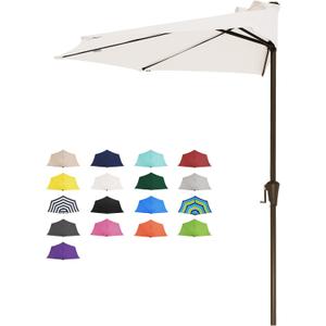 JEAREY 9ft Half Umbrella Outdoor Patio Umbrella Market Umbrellas with Crank, 1/2 Round Wall Umbrella 5 Sturdy Ribs UV Protection for Pool Garden Balcony Deck, Cream White