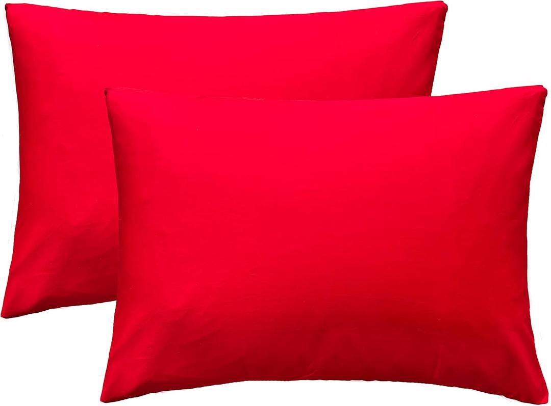 iMaylex Soft 100% Egyptian Cotton Zipper Closure Pillowcases, Valentines Day Gifts,Cozy and Lightweight Pillow Case, Set of 2, Red, King, 20" x 36"