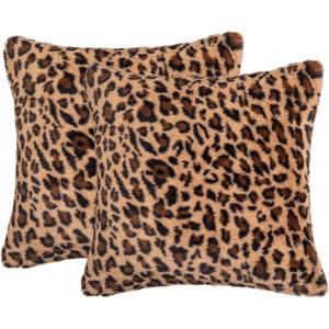 2 Packs Leopard Pillow Covers Furry 22x22 Cheetah Print Pillow Faux Fur Pillow Covers Soft Plush Fluffy Cheetah Print Pillow Case 22"x22"