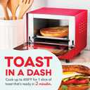 Dash Mini Toaster Oven - Sleek & Stylish - For Creative Homemade Treats - Compact, Space-Saving Design - adjustable temperature dial - Removable Baking Tray - Red