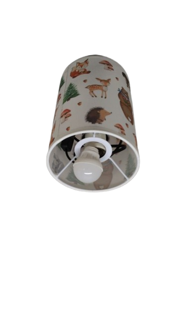 Table Lamp Watercolor Animal Forest Tree Deer Fox Bear Nightstand Lamp with Wood Base Fabric Lamp Shade Bedside Desk Lamp for Living Room Bedroom Kids Room Office