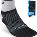 KWUKOTY 4 Pairs COOLMAX CORE Lightweight Sport Toe Running Quarter Socks - Men's 4-7, Women's 5-8