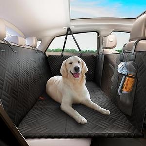 Dog Car Seat Cover for Back Seat, Hard Bottom Back Seat Extender for Dogs, Holds 400lbs, 600D Heavy Duty Scratch-Proof Waterproof Dog Hammock for Car, SUV 56.5x28"