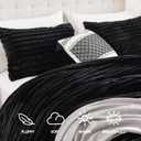 Smoofy Fluffy King Size Comforter Set 3 Pieces - Black Fleece Fluffy Comforter Set, Luxury Fuzzy King Bedding Set, Soft King Bed Set All Season, Heavy Faux Fur Comforter with 2 Pillow Cases