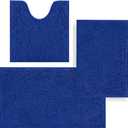 Bathroom Rugs Sets 3 Piece,Bath Mats for Bathroom Non Slip, Thick Chenille Bath Rug,Soft and Absorbent Shaggy Bathroom Mat Set, Machine Wash & Quick Dry Durable Carpet for Bath,Kitchen,Sapphire Blue