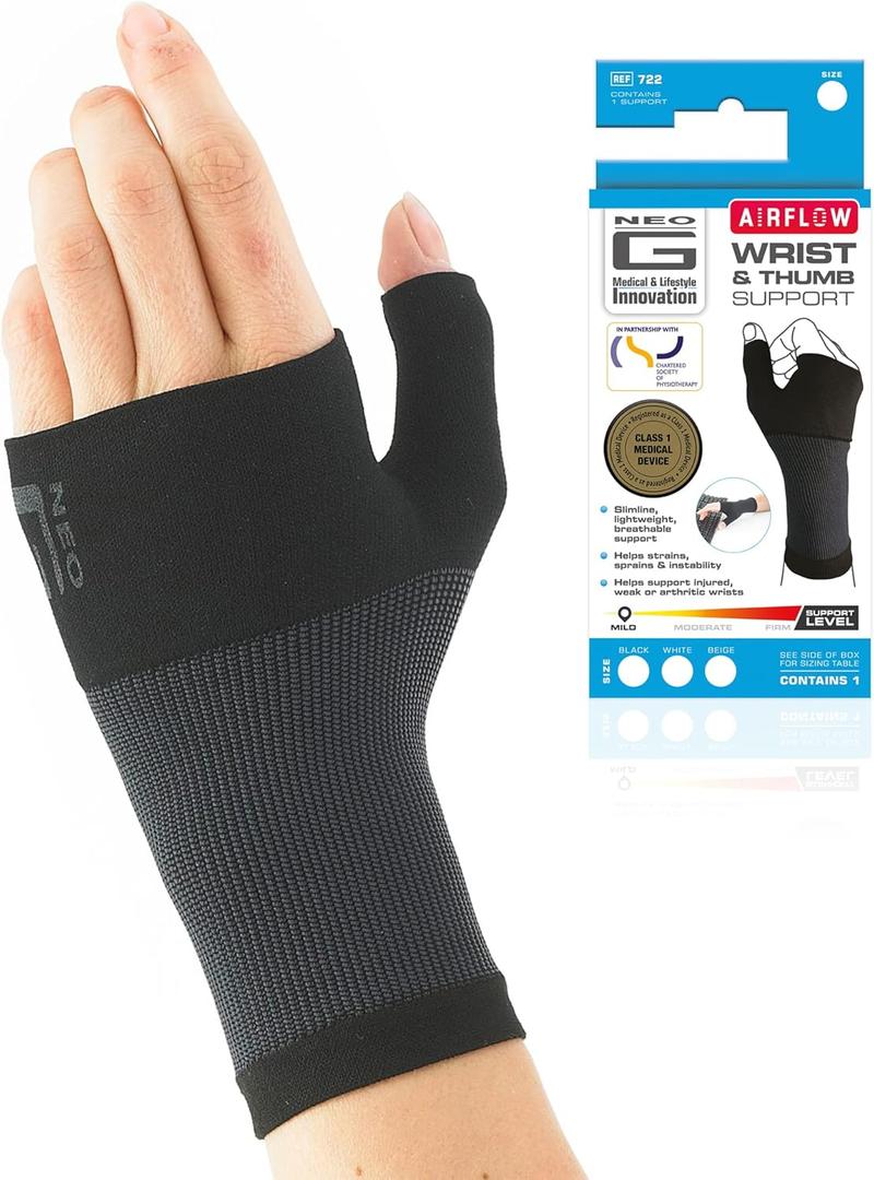 Neo-G Wrist and Thumb Support for Arthritis, Joint Pain, Tendonitis, Sprain - Wrist Brace Wrist Compression Hand Support - S - Black