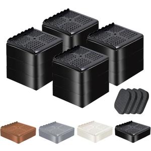 Furniture Risers Heavy Duty Adjustable Bed Risers Blocks Lift 4, 3, 2 inches for Couch, Sofa, Table, Desk, Chair Legs, Refrigerator, Washing Machine Support up to 4000 pounds (Black 4 Pack, 3 inch)
