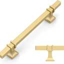 Amerdeco 10 Pack Brushed Gold Cabinet Pulls 5 Inch(128mm) Hole Center Drawer Pulls Cabinet Hardware Kitchen Cabinet Handles for Bathroom Dresser Pulls ZH0067