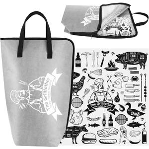 Frienda BBQ Meat Resting Bag with 50 Sheets Butcher Paper, 21" Insulated BBQ Blanket for Brisket & Pork Shoulder, Leakproof Thermal Cooler Bag, Smoker Accessories Grilling Gifts for Men Dad(Gray)