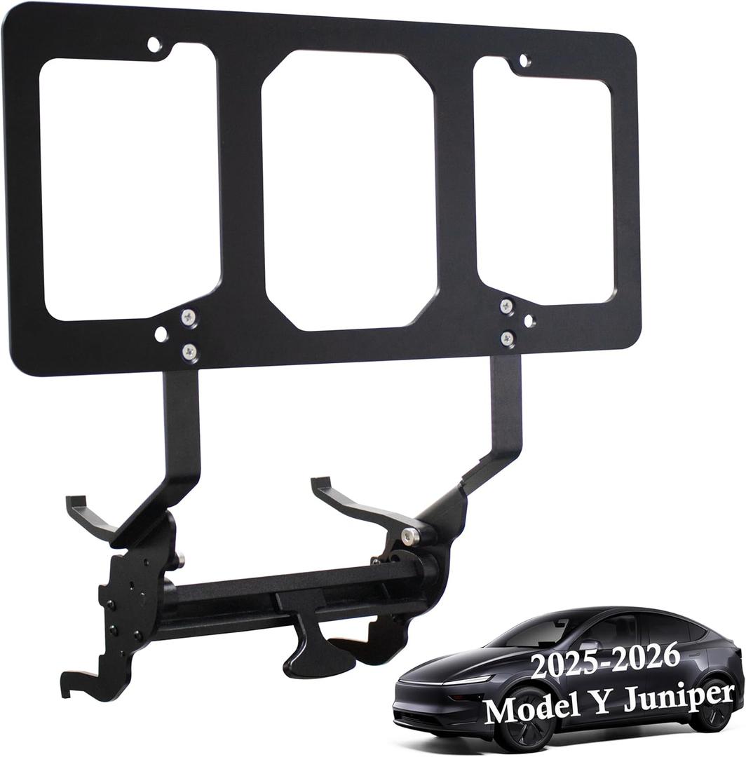 Front License Plate Holder for Tesla 25-26 Model Y Juniper,No Block Camera Visibility,No Drill No Adhesives License Plate Bracket Mounting Kit with Anti-Theft Feature(ONLY Fit Model Y Premium)