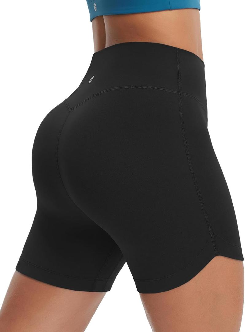 baleaf Womens 5" Biker Shorts High Waisted Workout Spandex Short Tummy Control Gym Yoga Athletic with Pocket (Black, XS)